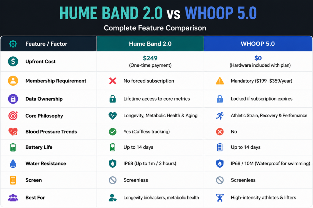 Hume Band 2.0 vs Whoop 5.0